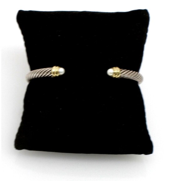 David Yurman Pearls Cable Bangle Bracelet With 14k Yellow Gold 5mm - Picture 1 of 5